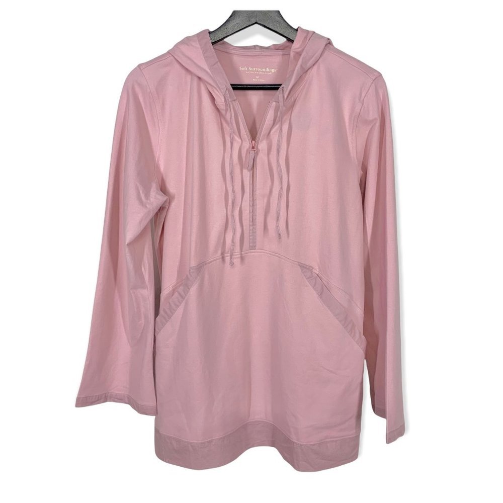 Soft Surrounding Casual Light Pink Hoodie Pockets Pullover Size M Medium - Picture 1 of 7